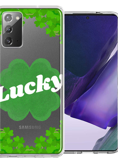 Samsung Galaxy Note 20 Lucky St Patrick's Day Shamrock Green Clovers Double Layer Phone Case Cover