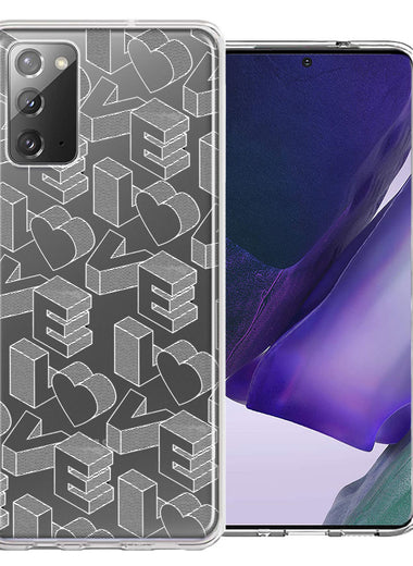 Samsung Galaxy Note 20 3D Love Letters Hearts Valentine's Day Double Layer Phone Case Cover