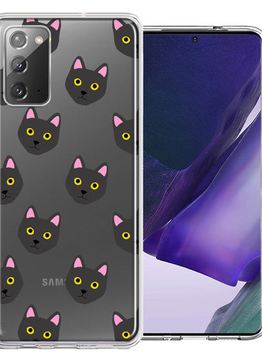 Samsung Galaxy Note 20 Black Cat Polkadots Design Double Layer Phone Case Cover