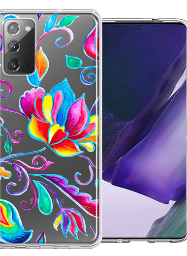 For Samsung Galaxy Note 20 Bright Colors Rainbow Water Lilly Floral Phone Case Cover