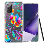 For Samsung Galaxy Note 20 Bright Colors Rainbow Water Lilly Floral Phone Case Cover