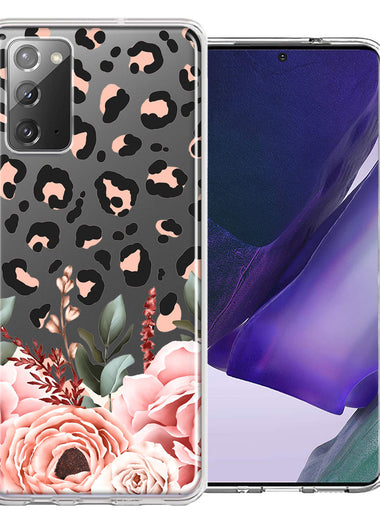 For Samsung Galaxy Note 20 Classy Blush Peach Peony Rose Flowers Leopard Phone Case Cover