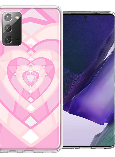 Samsung Galaxy Note 20 Pink Gem Hearts Design Double Layer Phone Case Cover