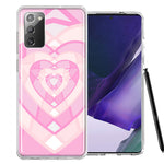 Samsung Galaxy Note 20 Pink Gem Hearts Design Double Layer Phone Case Cover