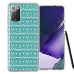 Samsung Galaxy Note 20 Teal Christmas Reindeer Pattern Design Double Layer Phone Case Cover