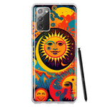 Samsung Galaxy Note 20 Neon Rainbow Psychedelic Indie Hippie Sun Moon Hybrid Protective Phone Case Cover