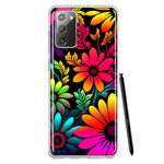 Samsung Galaxy Note 20 Neon Rainbow Glow Colorful Abstract Flowers Floral Hybrid Protective Phone Case Cover