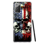 Samsung Galaxy Note 20 American USA Flag Skulls Blue Red Double Layer Phone Case Cover