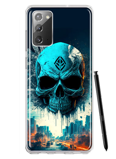 Samsung Galaxy Note 20 Blue Apocalypse Cyberpunk Skull Feather Double Layer Phone Case Cover