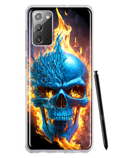 Samsung Galaxy Note 20 Blue Flaming Skull Burning Fire Double Layer Phone Case Cover