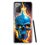 Samsung Galaxy Note 20 Blue Flaming Skull Burning Fire Double Layer Phone Case Cover