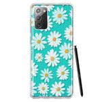 Samsung Galaxy Note 20 Turquoise Teal White Daisies Cute Daisy Polka Dots Double Layer Phone Case Cover