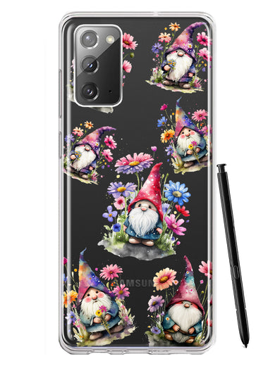 Samsung Galaxy Note 20 Cute Pink Purple Cosmos Flowers Gnomes Spring Floral Double Layer Phone Case Cover