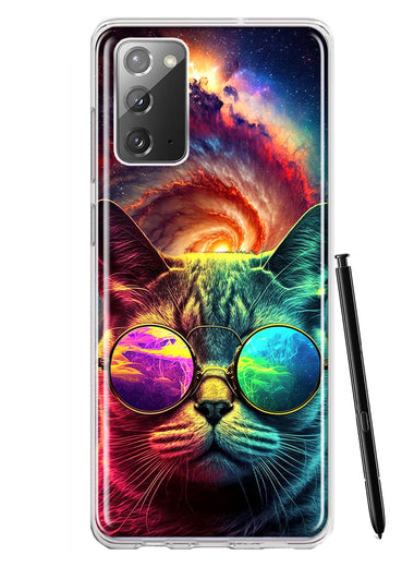 Samsung Galaxy Note 20 Neon Rainbow Galaxy Cat Hybrid Protective Phone Case Cover