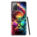 Samsung Galaxy Note 20 Neon Rainbow Galaxy Cat Hybrid Protective Phone Case Cover