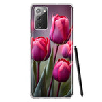 Samsung Galaxy Note 20 Pink Tulip Flowers Floral Hybrid Protective Phone Case Cover