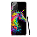 Samsung Galaxy Note 20 Neon Rainbow Glow Unicorn Floral Hybrid Protective Phone Case Cover