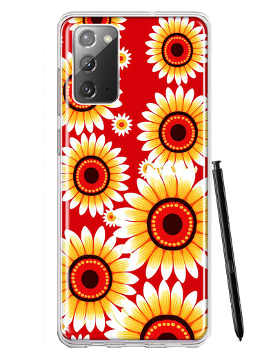 Samsung Galaxy Note 20 Yellow Sunflowers Polkadot on Red Double Layer Phone Case Cover