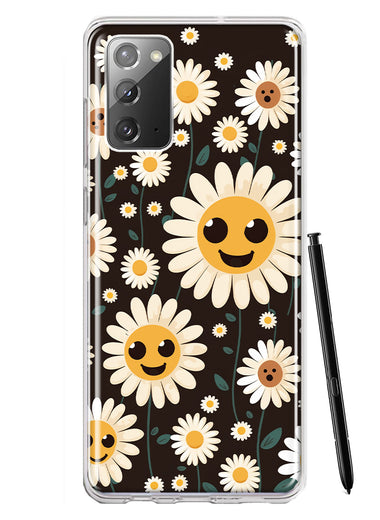 Samsung Galaxy Note 20 Cute Smiley Face White Daisies Double Layer Phone Case Cover