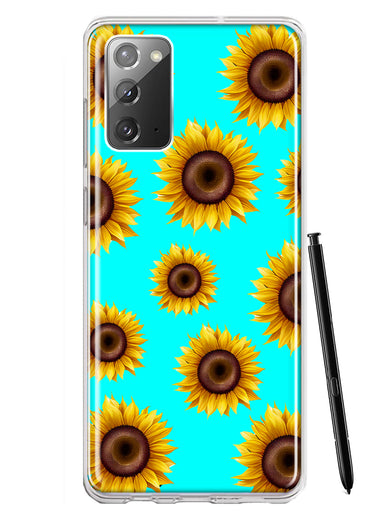 Samsung Galaxy Note 20 Yellow Sunflowers Polkadot on Turquoise Teal Double Layer Phone Case Cover
