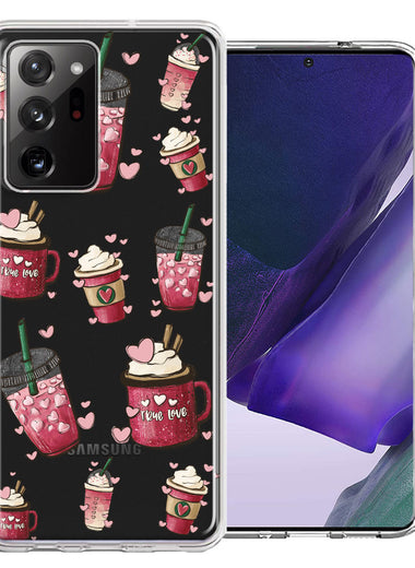 Samsung Galaxy Note 20 Ultra Coffee Lover Valentine's Hearts Pink Drink Latte Double Layer Phone Case Cover