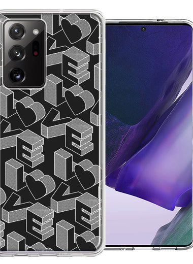 Samsung Galaxy Note 20 Ultra 3D Love Letters Hearts Valentine's Day Double Layer Phone Case Cover