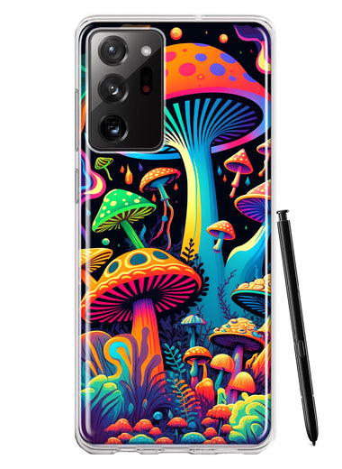 Samsung Galaxy Note 20 Ultra Neon Rainbow Psychedelic Indie Hippie Mushrooms Hybrid Protective Phone Case Cover