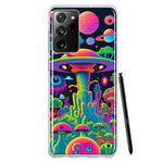 Samsung Galaxy Note 20 Ultra Neon Rainbow Psychedelic UFO Alien Planet Hybrid Protective Phone Case Cover