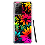 Samsung Galaxy Note 20 Ultra Neon Rainbow Glow Colorful Abstract Flowers Floral Hybrid Protective Phone Case Cover