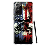 Samsung Galaxy Note 20 Ultra American USA Flag Skulls Blue Red Double Layer Phone Case Cover