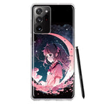 Samsung Galaxy Note 20 Ultra Kawaii Manga Pink Cherry Blossom Dreaming Moon Girl Hybrid Protective Phone Case Cover