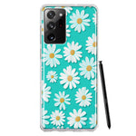 Samsung Galaxy Note 20 Ultra Turquoise Teal White Daisies Cute Daisy Polka Dots Double Layer Phone Case Cover