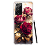 Samsung Galaxy Note 20 Ultra Romantic Elegant Gold Marble Red Roses Double Layer Phone Case Cover