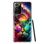 Samsung Galaxy Note 20 Ultra Neon Rainbow Galaxy Cat Hybrid Protective Phone Case Cover