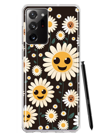 Samsung Galaxy Note 20 Ultra Cute Smiley Face White Daisies Double Layer Phone Case Cover