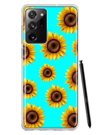 Samsung Galaxy Note 20 Ultra Yellow Sunflowers Polkadot on Turquoise Teal Double Layer Phone Case Cover