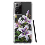 Samsung Galaxy Note 20 Ultra White Lavender Lily Purple Flowers Floral Hybrid Protective Phone Case Cover