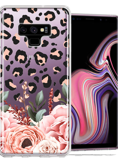 For Samsung Galaxy Note 9 Classy Blush Peach Peony Rose Flowers Leopard Phone Case Cover
