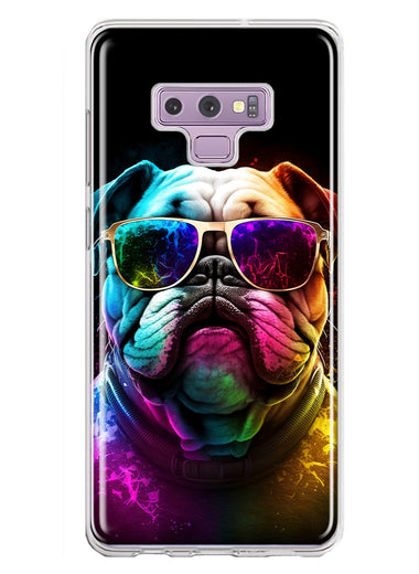 Samsung Galaxy Note 9 Neon Rainbow Glow Bulldog Hybrid Protective Phone Case Cover