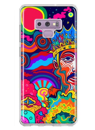 Samsung Galaxy Note 9 Neon Rainbow Psychedelic Indie Hippie Indie King Hybrid Protective Phone Case Cover