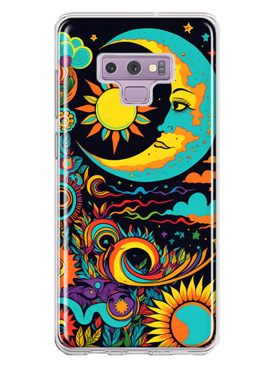 Samsung Galaxy Note 9 Neon Rainbow Psychedelic Indie Hippie Indie Moon Hybrid Protective Phone Case Cover