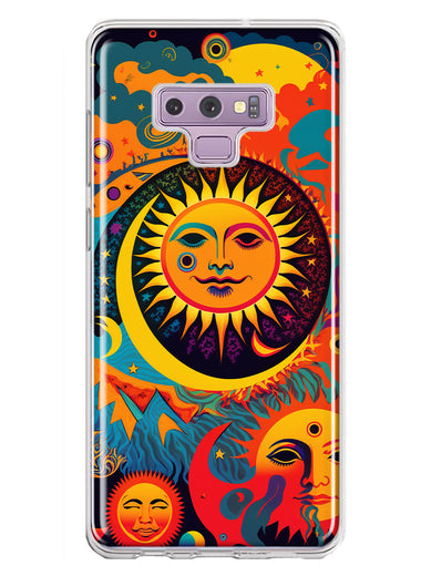Samsung Galaxy Note 9 Neon Rainbow Psychedelic Indie Hippie Sun Moon Hybrid Protective Phone Case Cover