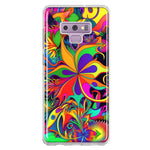 Samsung Galaxy Note 9 Neon Rainbow Psychedelic Hippie Wild Flowers Hybrid Protective Phone Case Cover