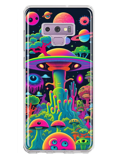 Samsung Galaxy Note 9 Neon Rainbow Psychedelic UFO Alien Planet Hybrid Protective Phone Case Cover