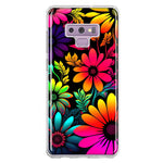 Samsung Galaxy Note 9 Neon Rainbow Glow Colorful Abstract Flowers Floral Hybrid Protective Phone Case Cover