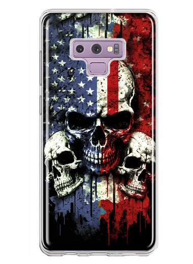 Samsung Galaxy Note 9 American USA Flag Skulls Blue Red Double Layer Phone Case Cover