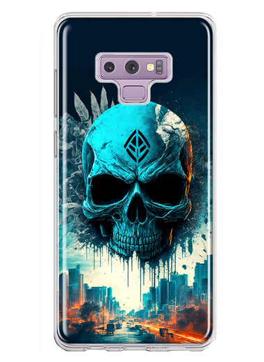 Samsung Galaxy Note 9 Blue Apocalypse Cyberpunk Skull Feather Double Layer Phone Case Cover