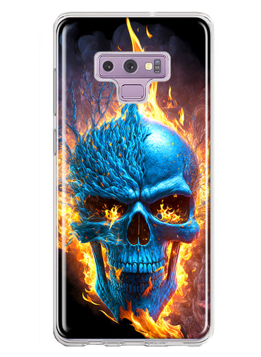 Samsung Galaxy Note 9 Blue Flaming Skull Burning Fire Double Layer Phone Case Cover