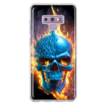 Samsung Galaxy Note 9 Blue Flaming Skull Burning Fire Double Layer Phone Case Cover