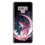Samsung Galaxy Note 9 Kawaii Manga Pink Cherry Blossom Dreaming Moon Girl Hybrid Protective Phone Case Cover
